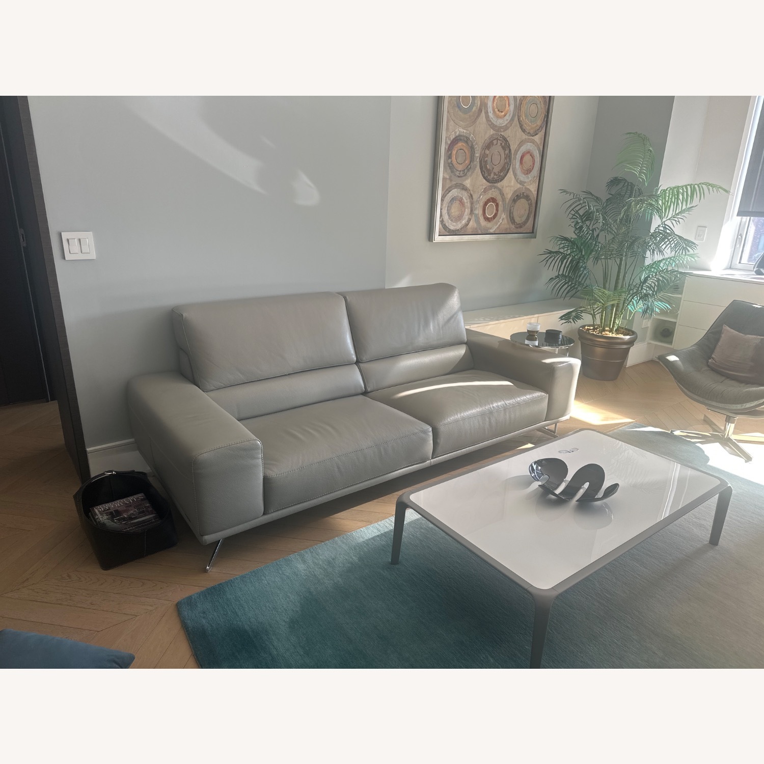 Roche Bobois Grey Leather 4 Seat Sofa - image-8