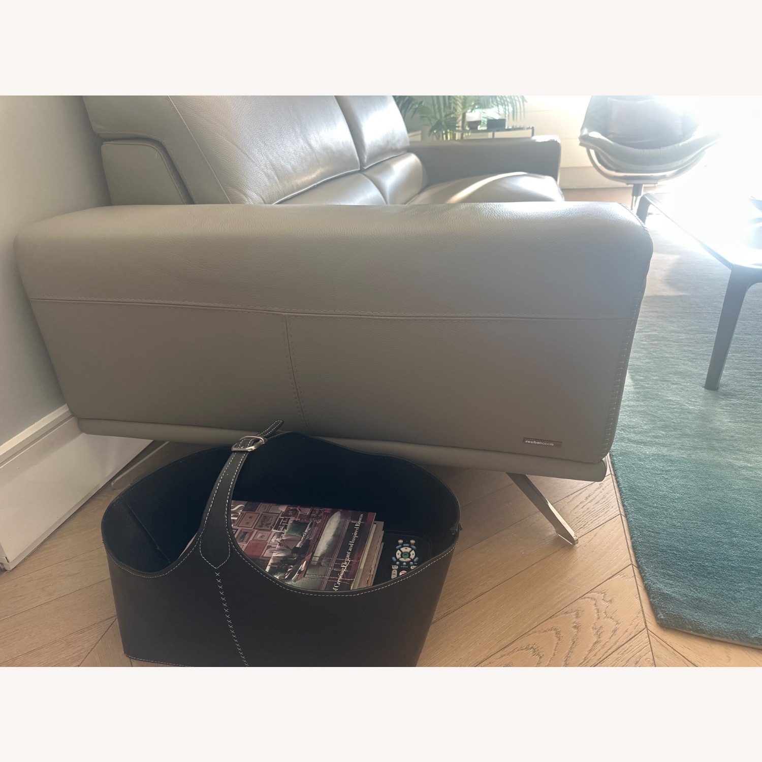 Roche Bobois Grey Leather 4 Seat Sofa - image-9