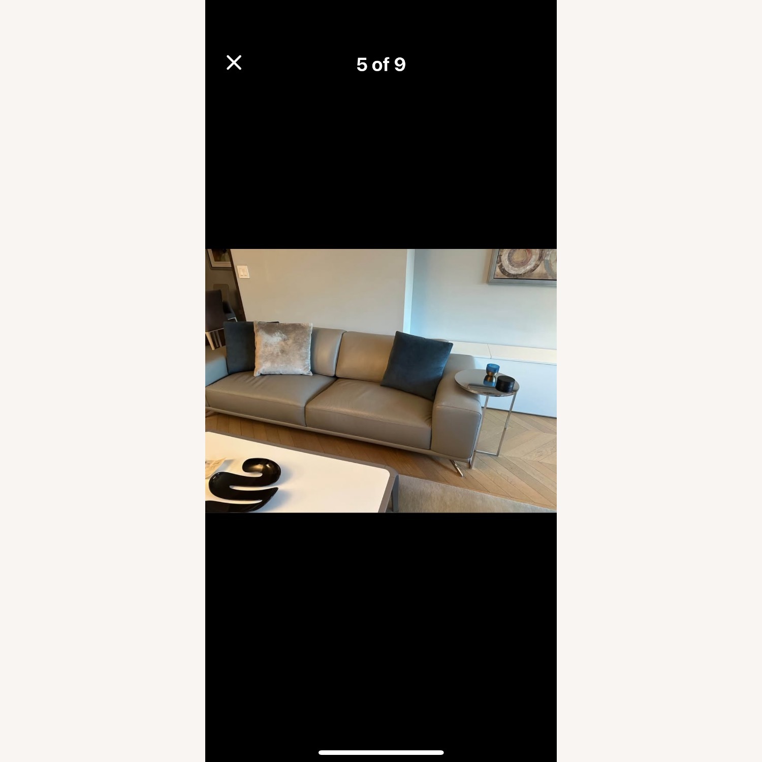 Roche Bobois Grey Leather 4 Seat Sofa - image-3