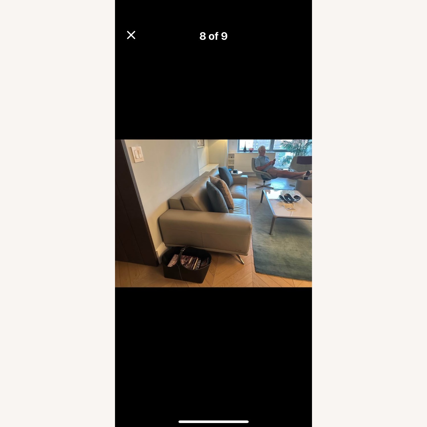 Roche Bobois Grey Leather 4 Seat Sofa - image-6