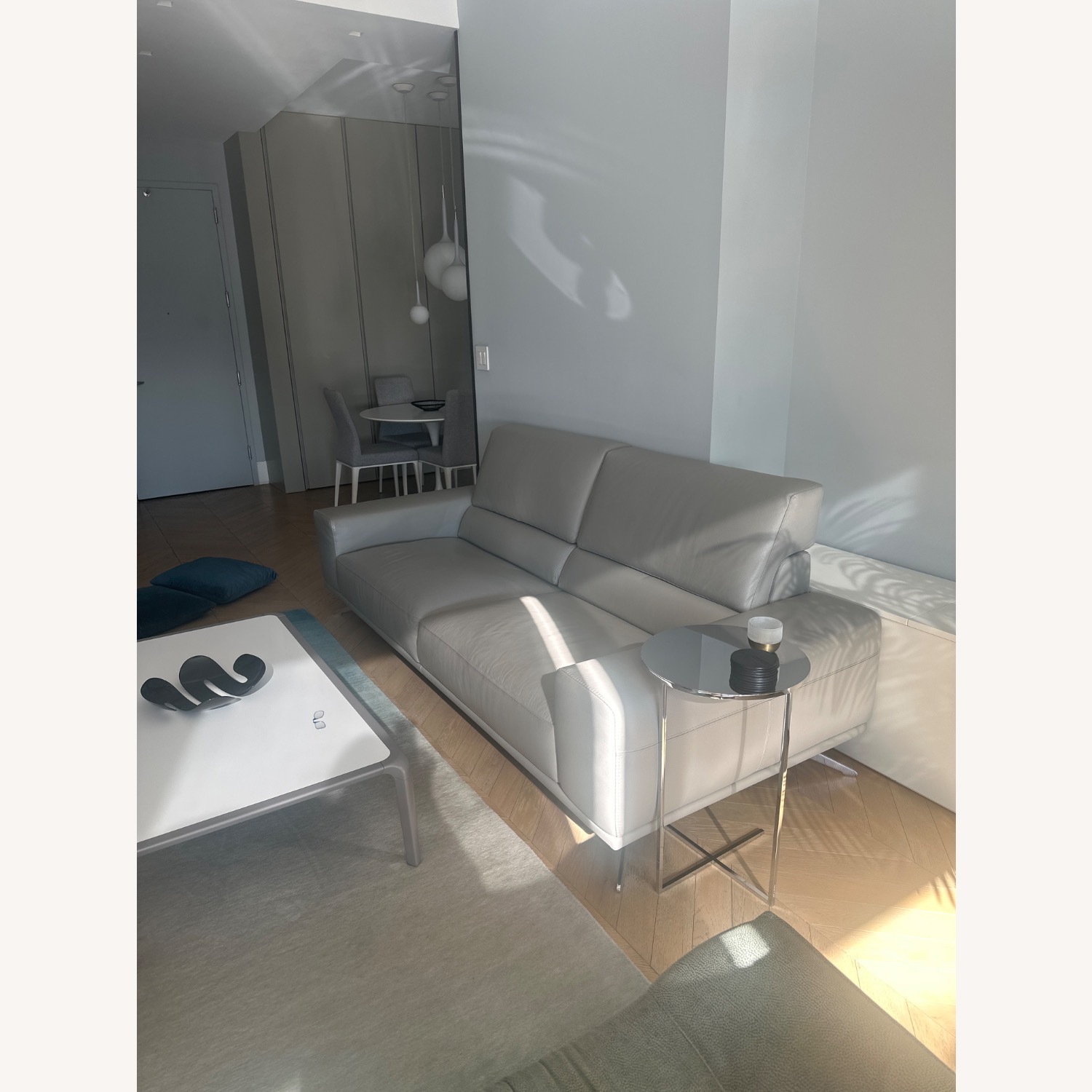 Roche Bobois Grey Leather 4 Seat Sofa - image-11