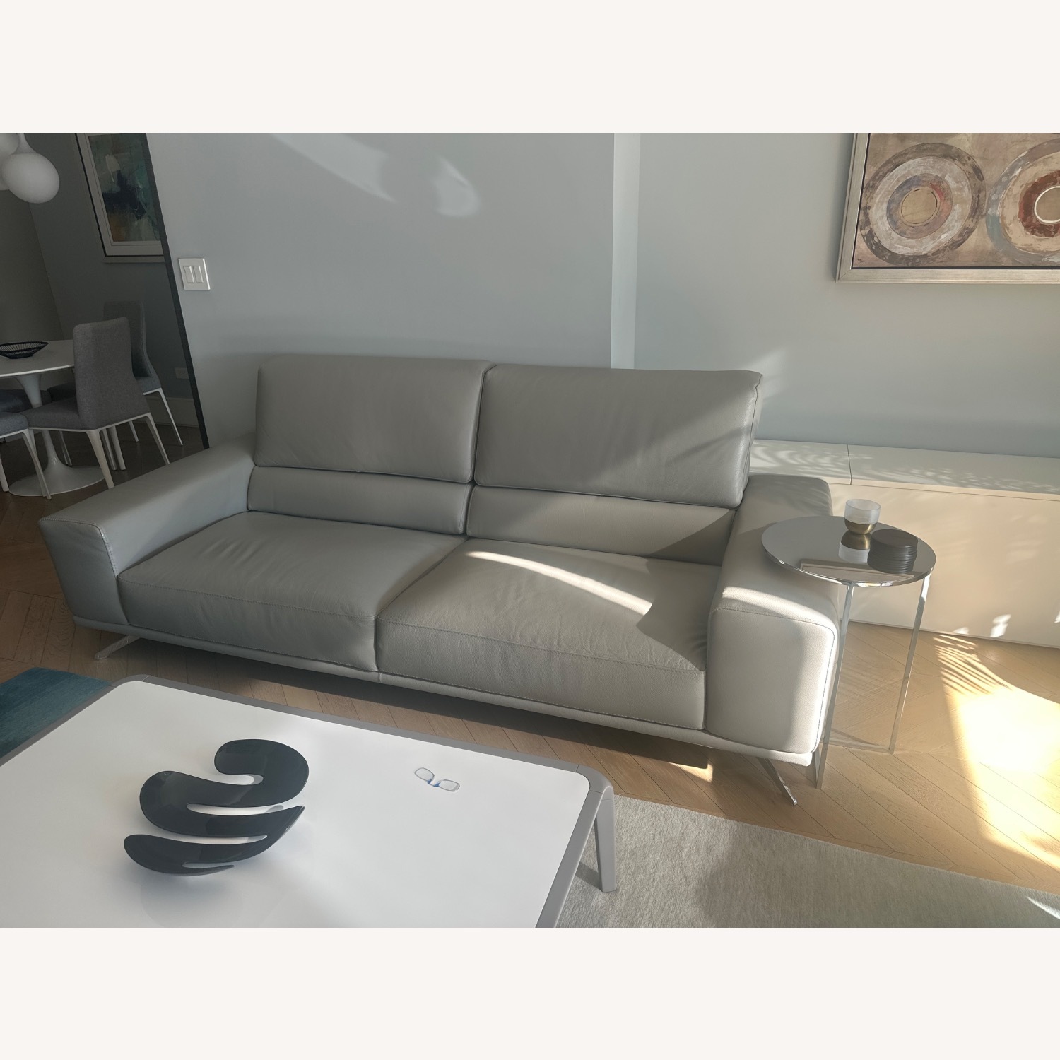 Roche Bobois Grey Leather 4 Seat Sofa - image-12