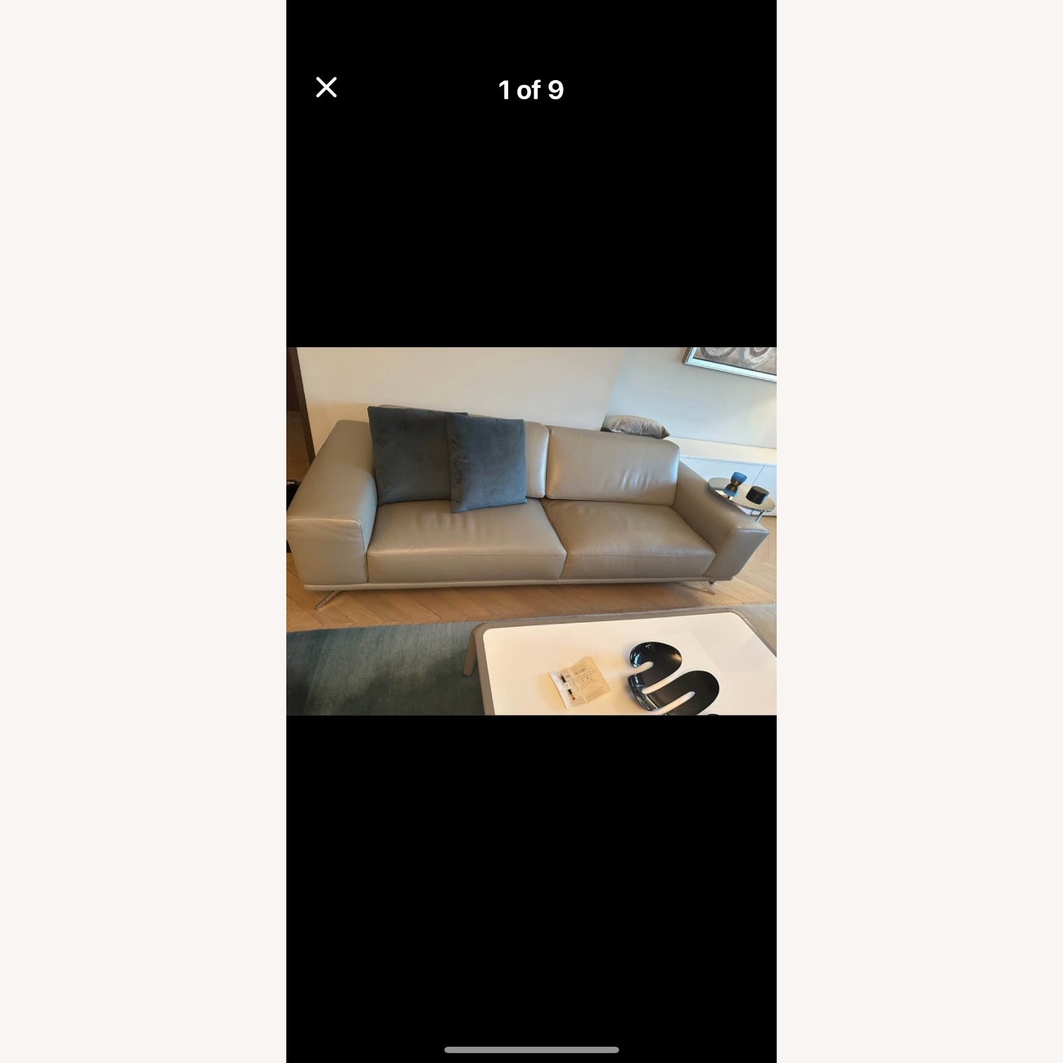 Roche Bobois Grey Leather 4 Seat Sofa - image-2