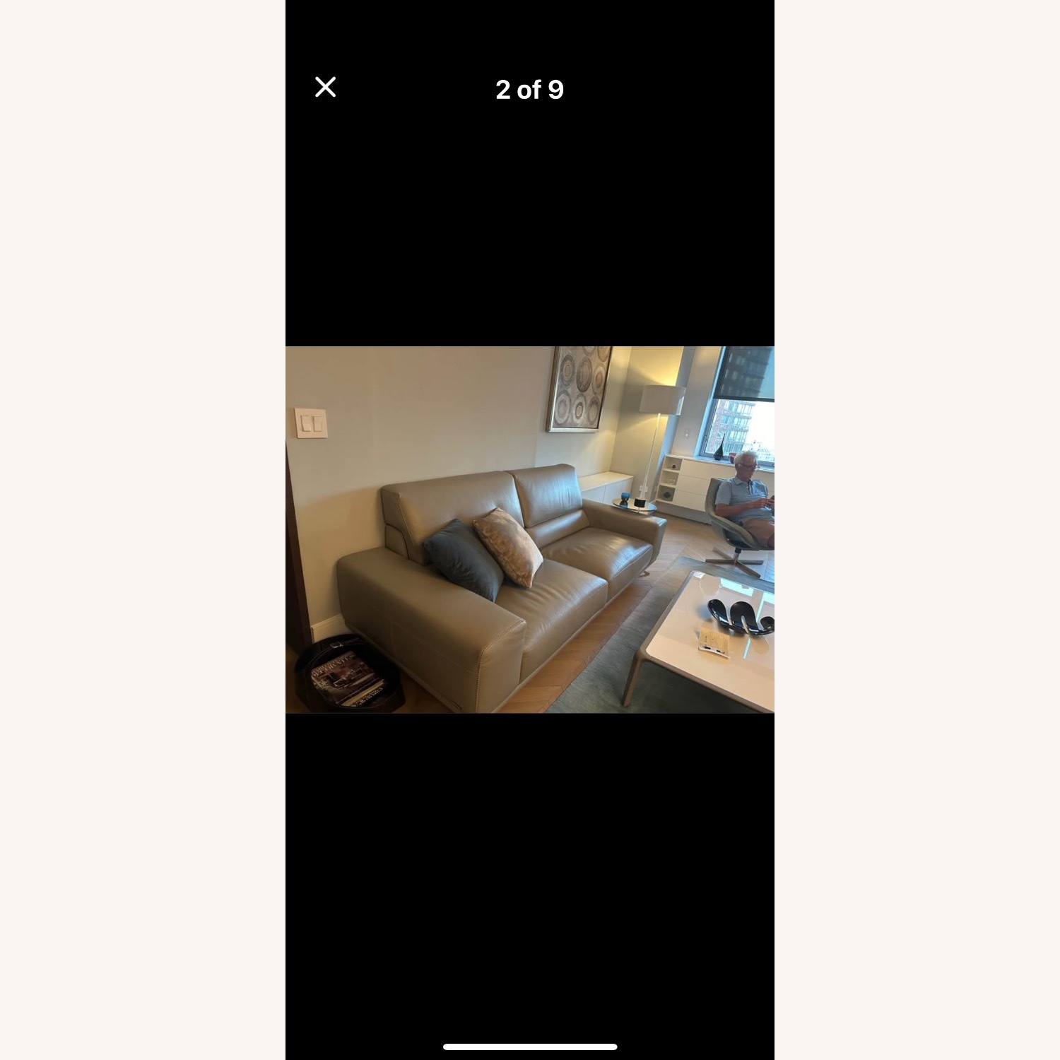 Roche Bobois Grey Leather 4 Seat Sofa - image-1