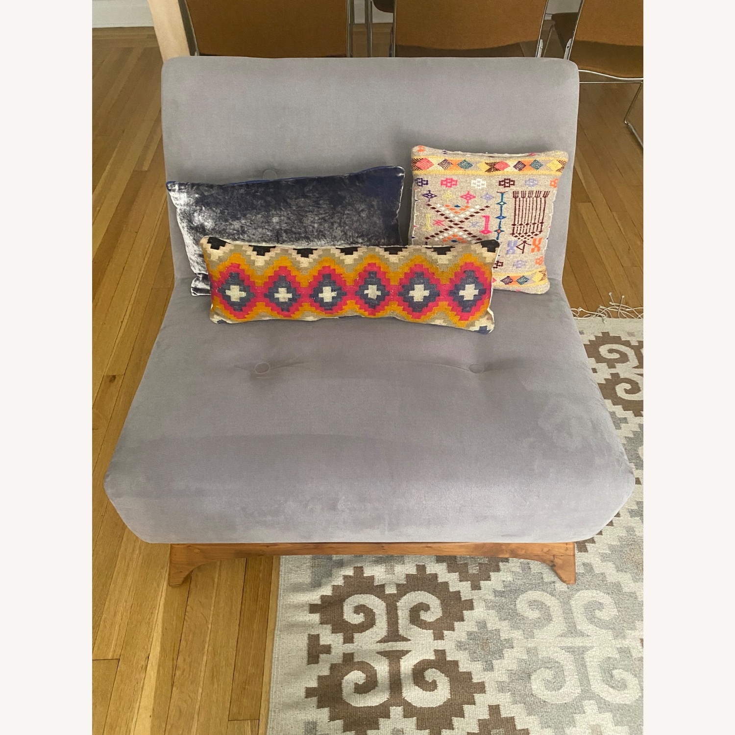 Vintage Blue Armchair with Walnut Legs  - image-10