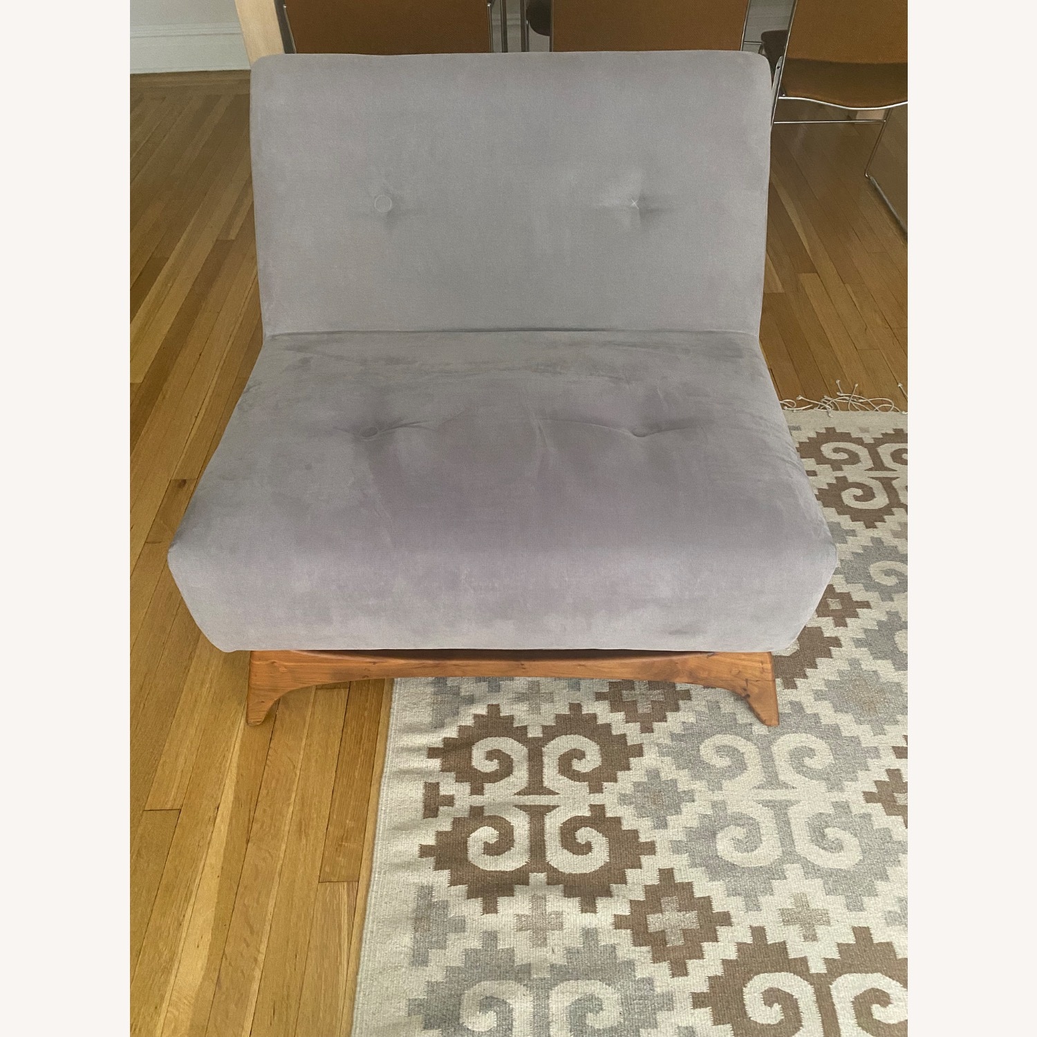 Vintage Blue Armchair with Walnut Legs  - image-1