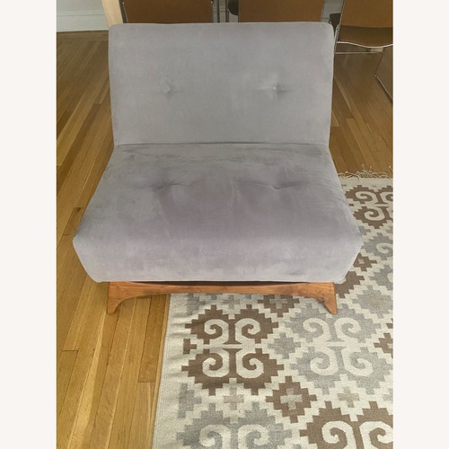 Used Vintage Blue Armchair with Walnut Legs for sale on AptDeco