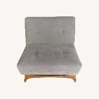 Vintage Blue Armchair with Walnut Legs 