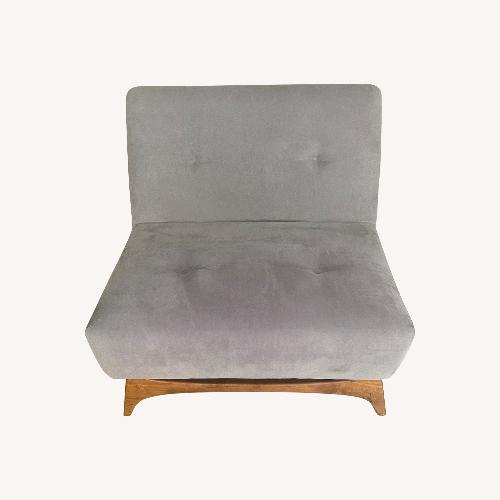 Used Vintage Blue Armchair with Walnut Legs for sale on AptDeco