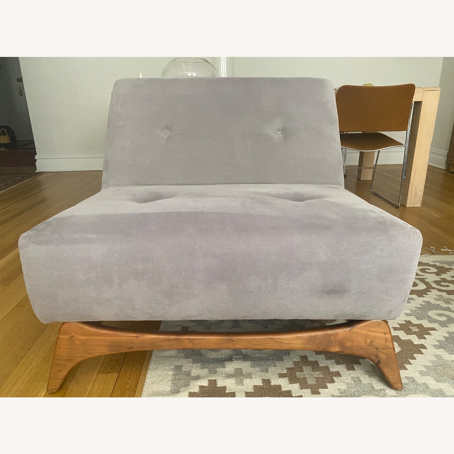 Vintage Blue Armchair with Walnut Legs  - image-2