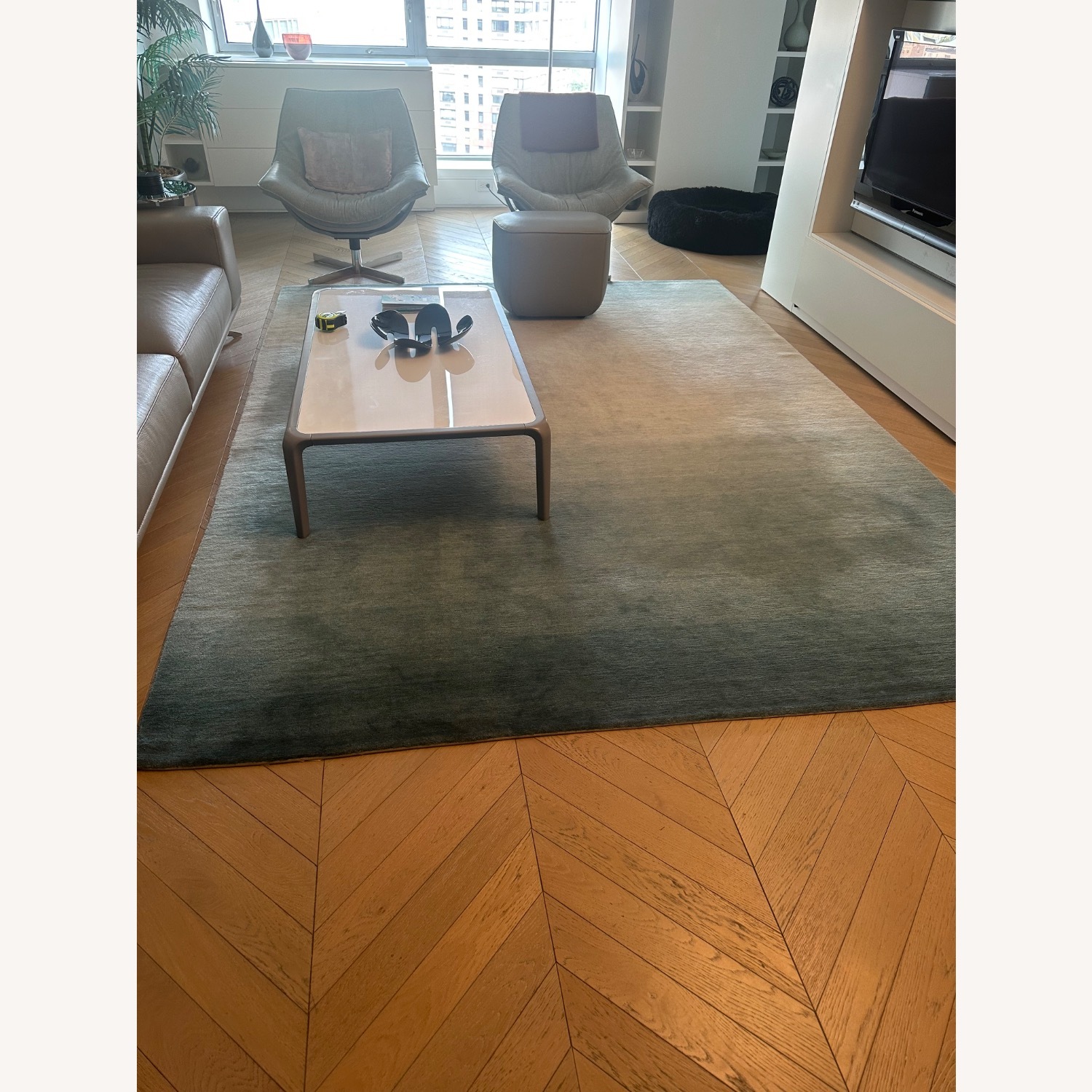 Warf and Weft Teal Blue Hand Wool Made Area Rug - image-1