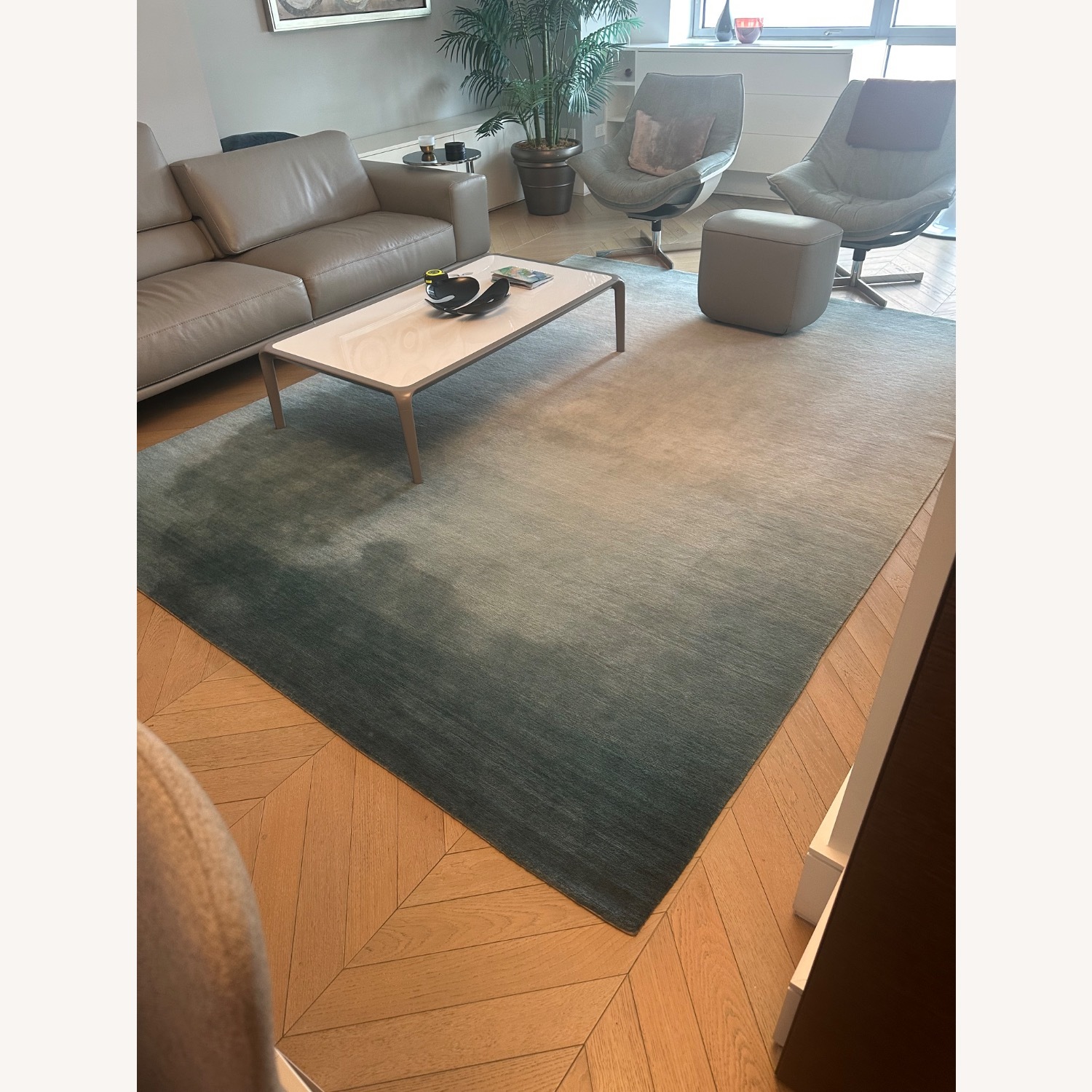 Warf and Weft Teal Blue Hand Wool Made Area Rug - image-0