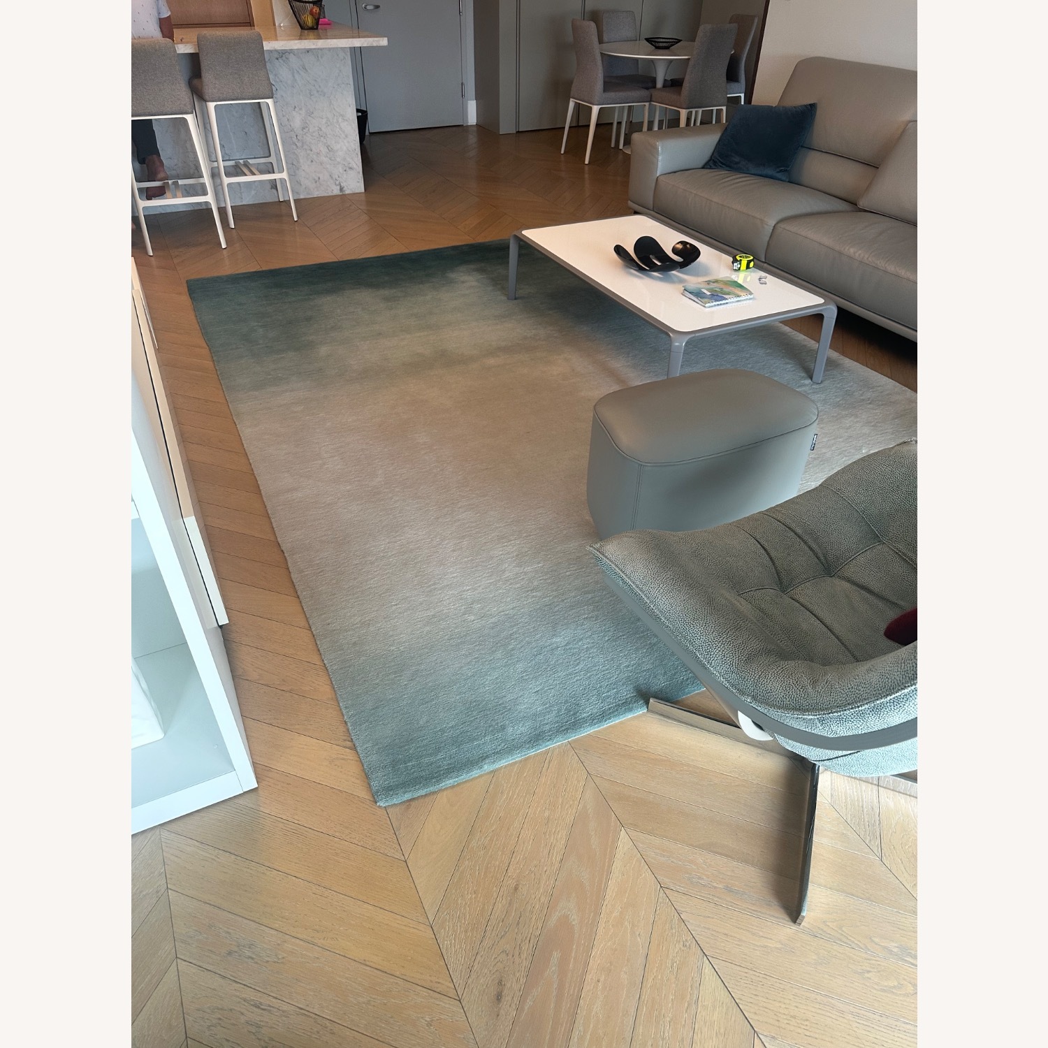 Warf and Weft Teal Blue Hand Wool Made Area Rug - image-2