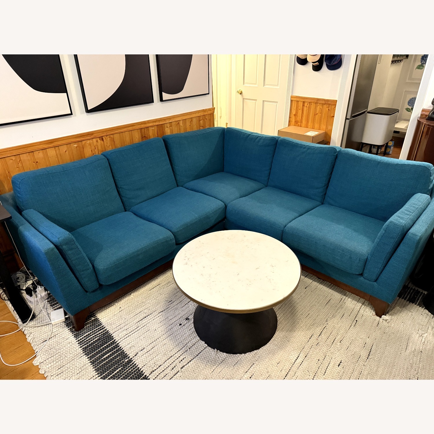 Article Ceni 88" Corner Couch Lagoon Blue - image-1