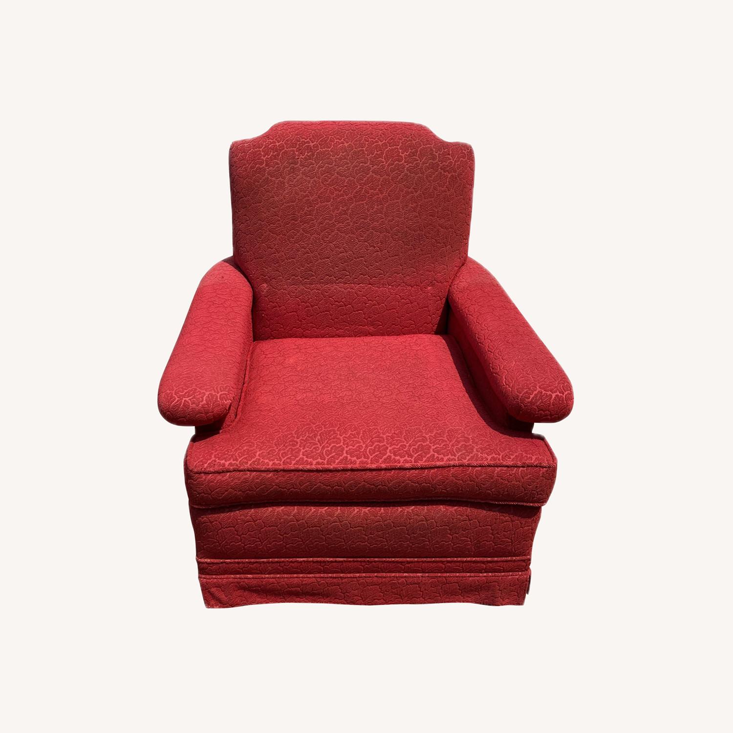 Mid-Century Red Frieze Vintage Arm Chair - image-0