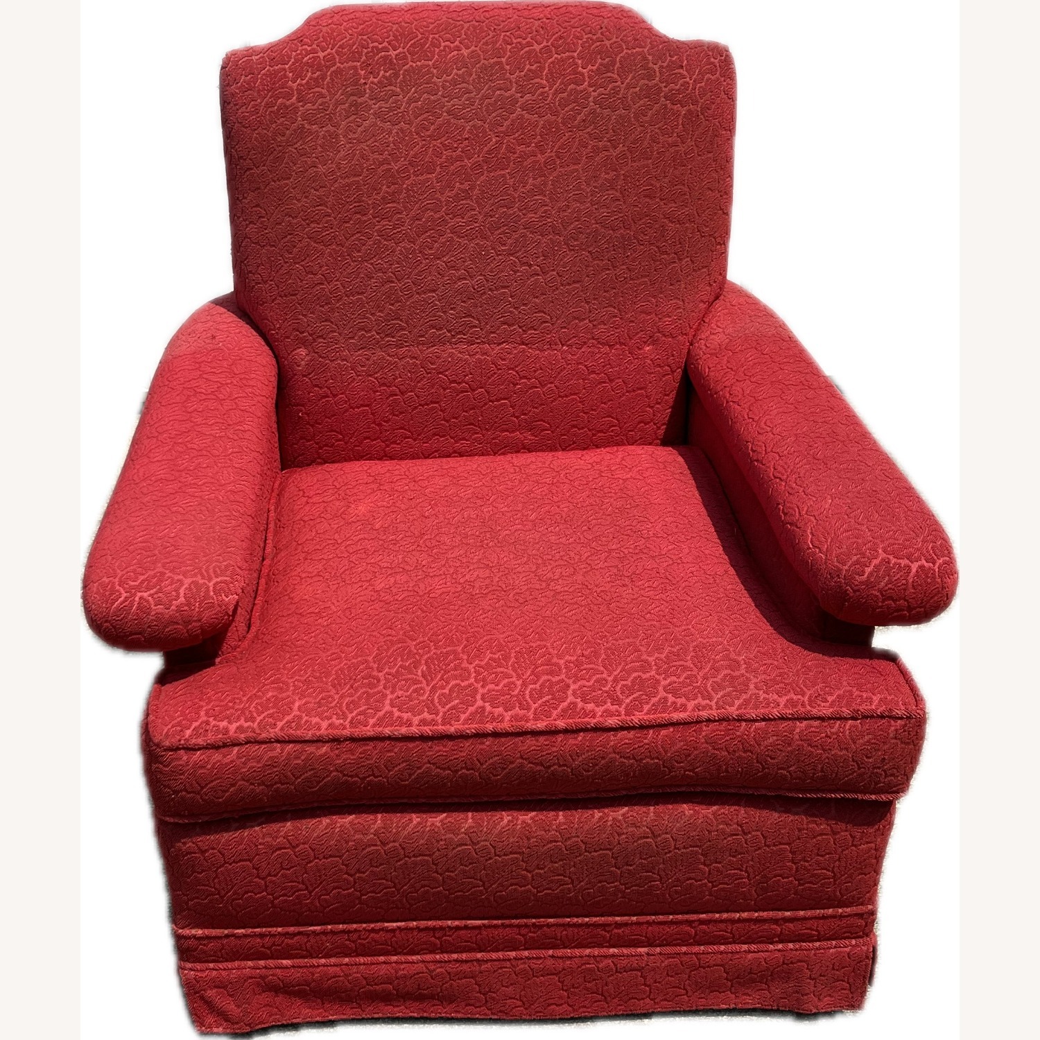 Mid-Century Red Frieze Vintage Arm Chair - image-1