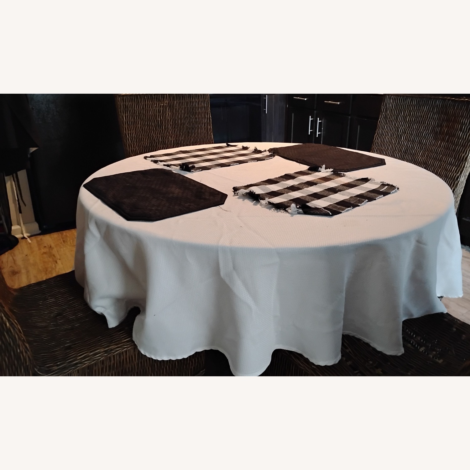Glass Table with Wooden Chairs  - image-1