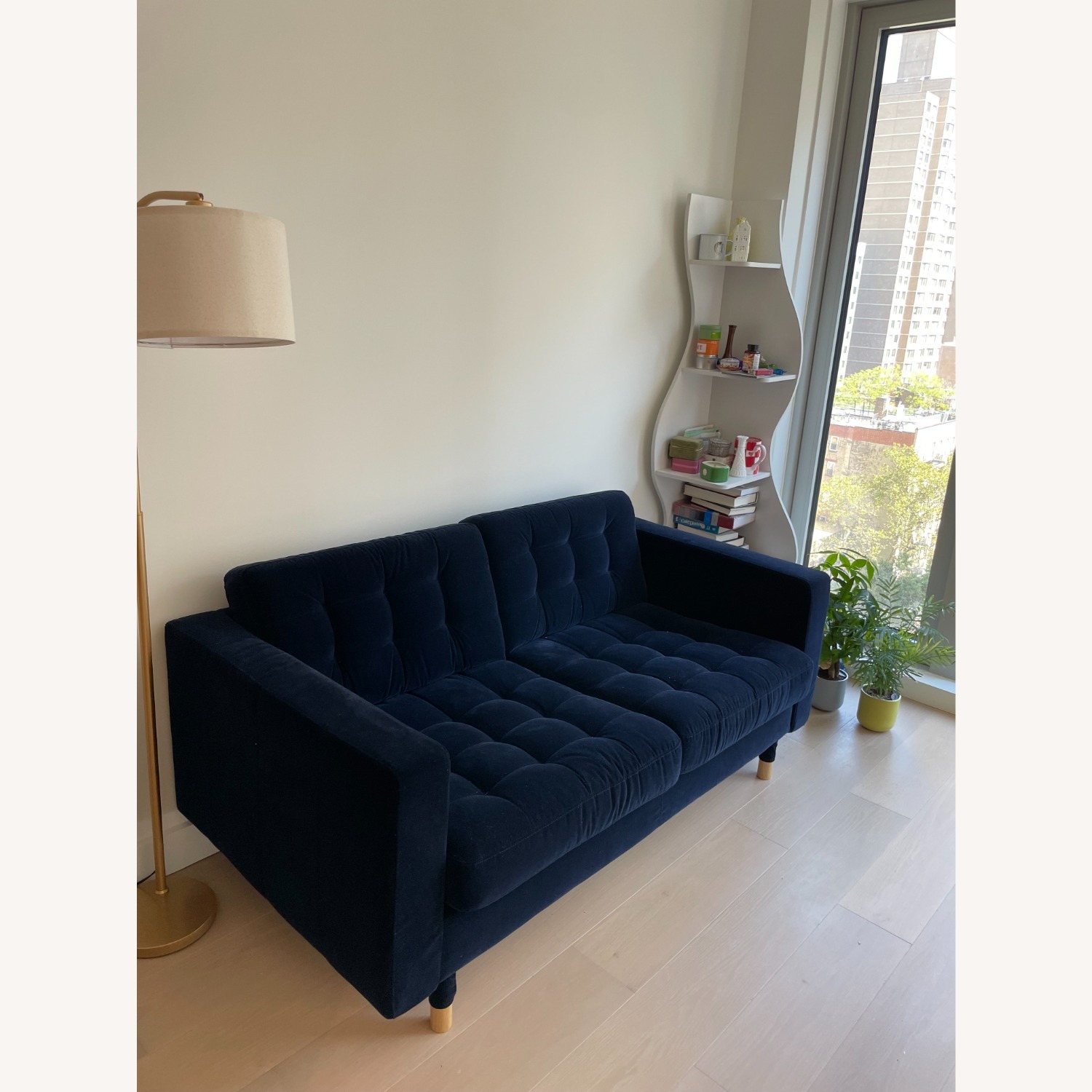 IKEA MORABO 2 Seater Blue Velvet Sofa - image-2