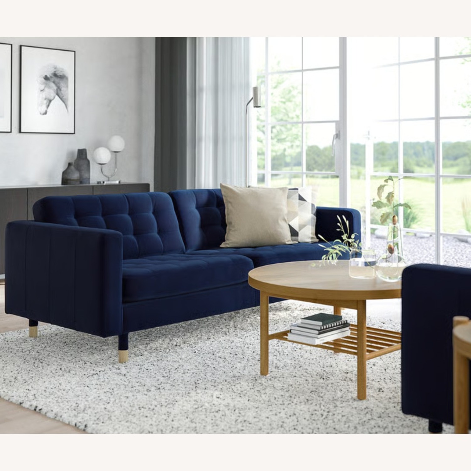 IKEA MORABO 2 Seater Blue Velvet Sofa - image-8