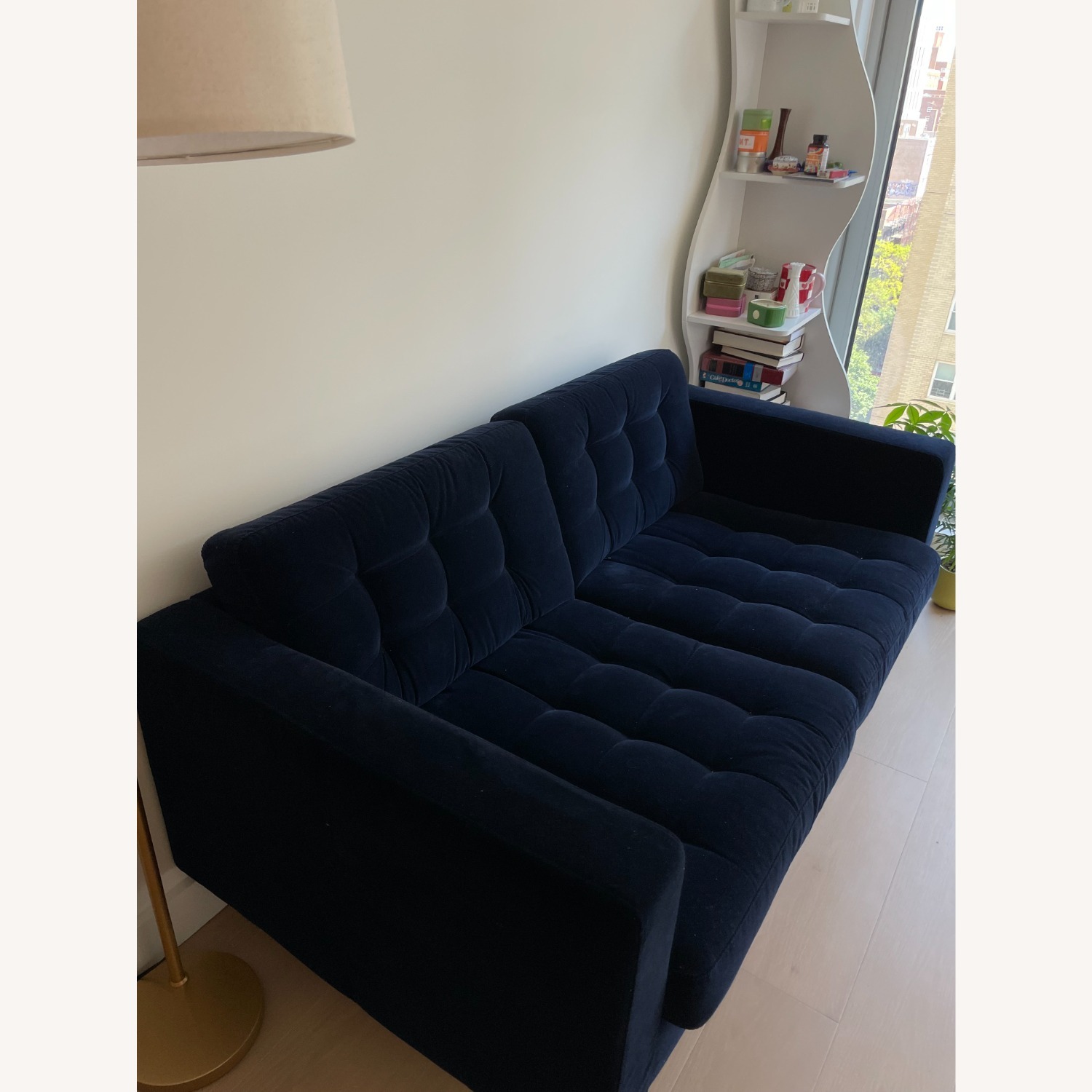IKEA MORABO 2 Seater Blue Velvet Sofa - image-4