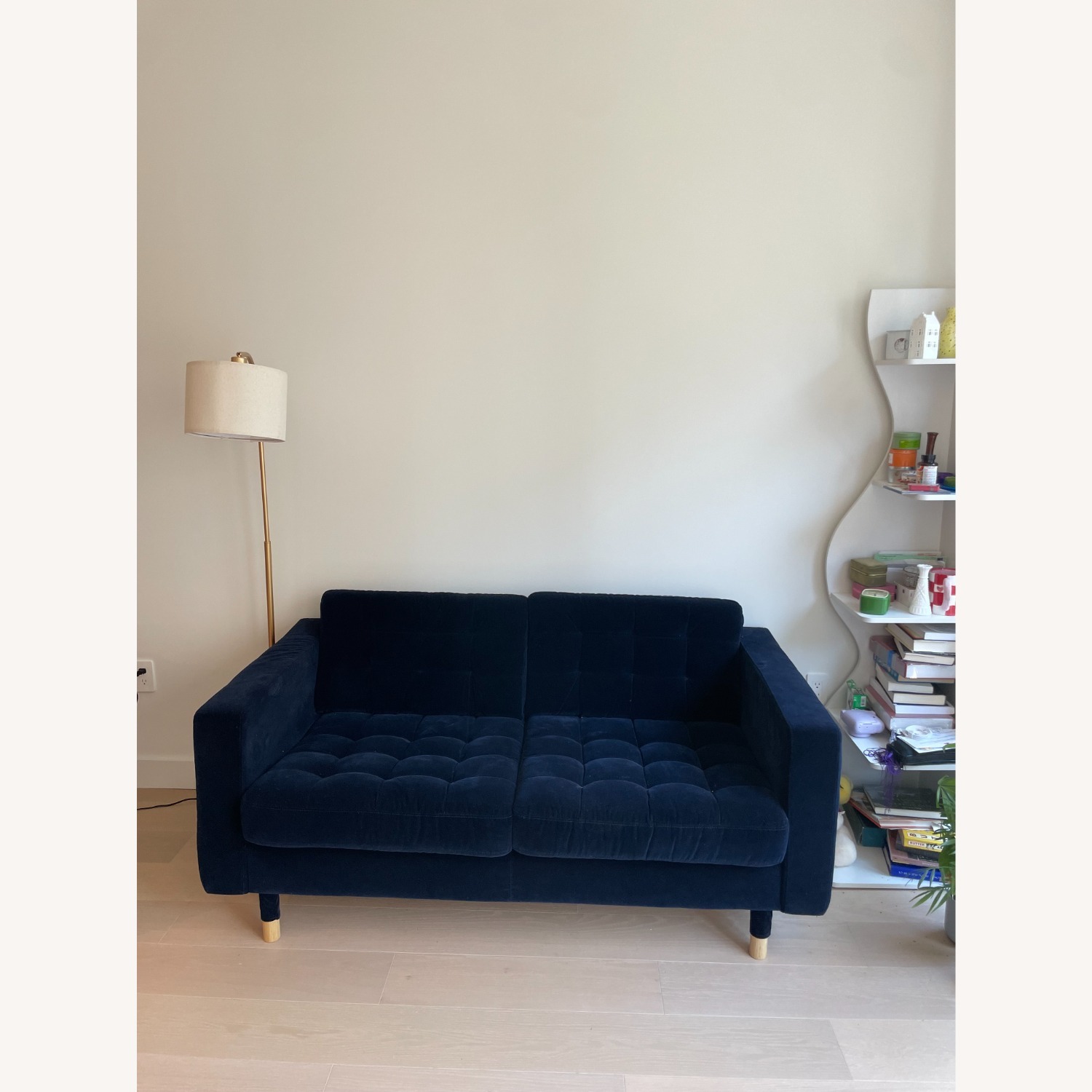 IKEA MORABO 2 Seater Blue Velvet Sofa - image-3