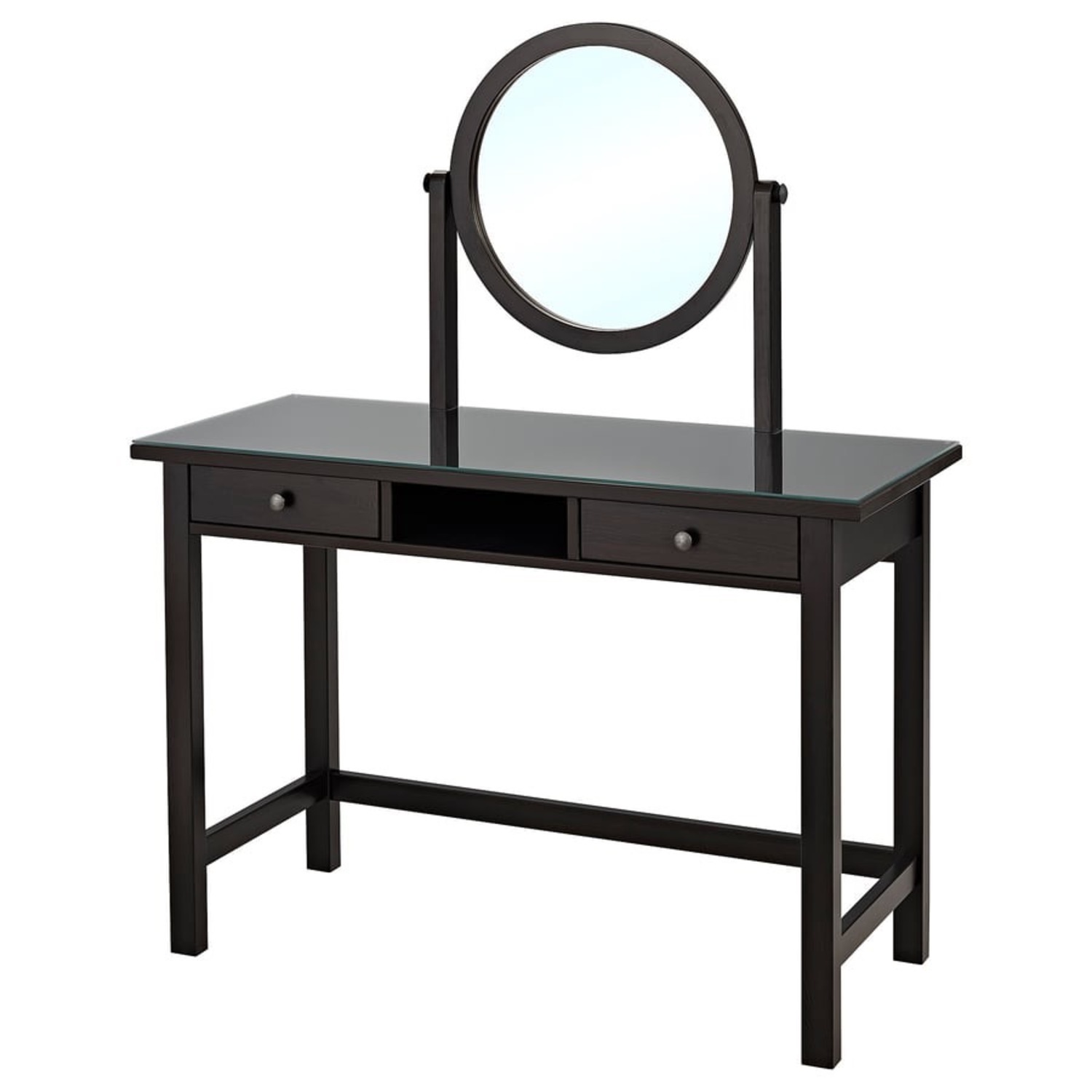 IKEA HEMNES Dark Brown Dressing Table With Mirror - image-2