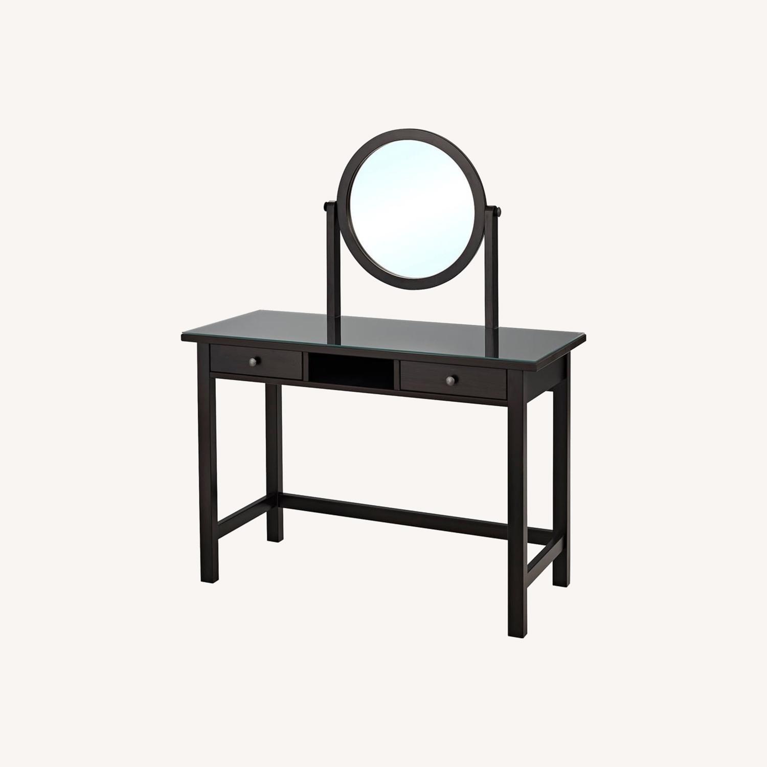 IKEA HEMNES Dark Brown Dressing Table With Mirror - image-0