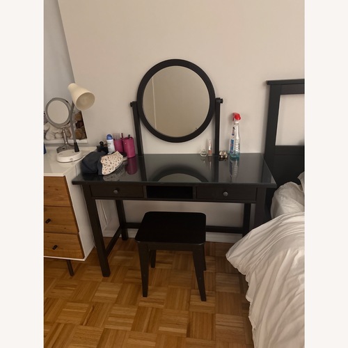 Used IKEA HEMNES Dark Brown Dressing Table With Mirror for sale on AptDeco
