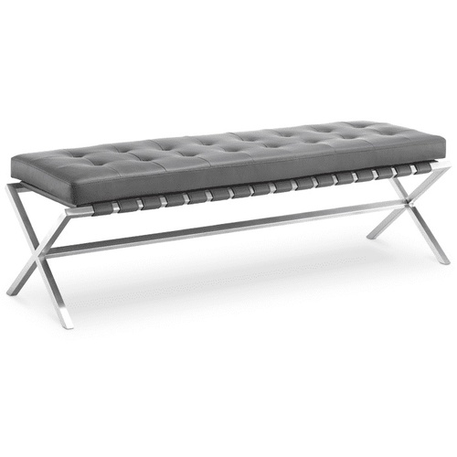 Used Dark Gray Leather Bench for sale on AptDeco