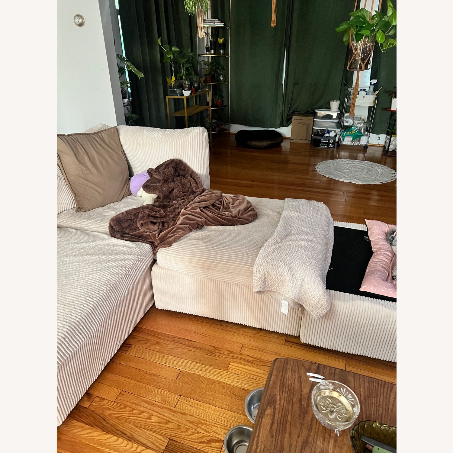 Annai 129" Wide Reversible Modular Corner Sectional with Ottoman - image-4