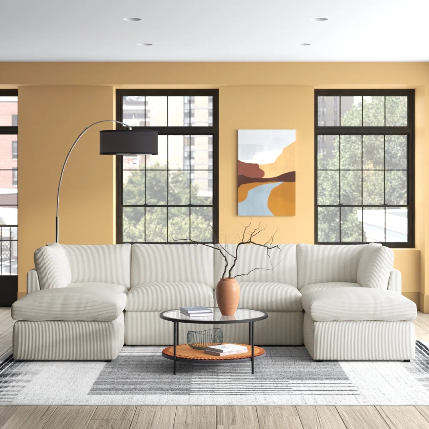 Annai 129" Wide Reversible Modular Corner Sectional with Ottoman - image-7