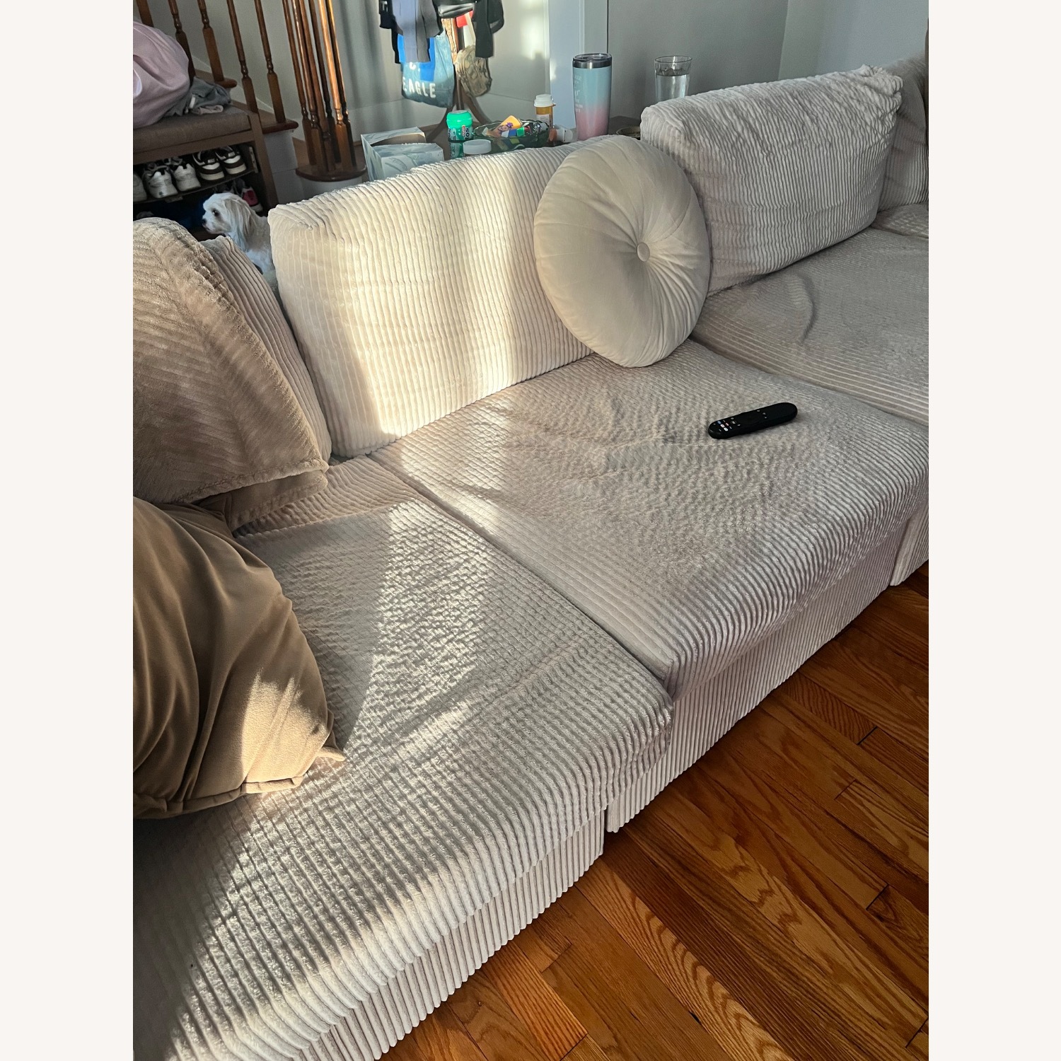 Annai 129" Wide Reversible Modular Corner Sectional with Ottoman - image-5