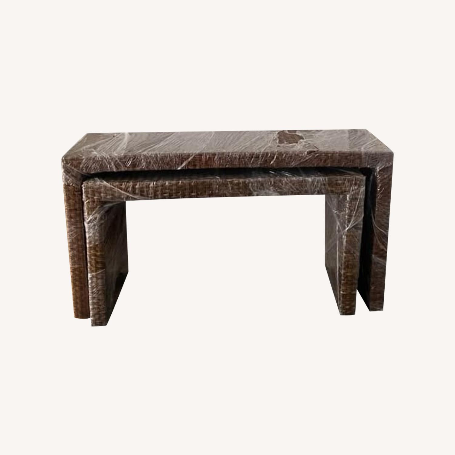 Nesting Woven Wicker Waterfall Console Tables (x2) - image-0