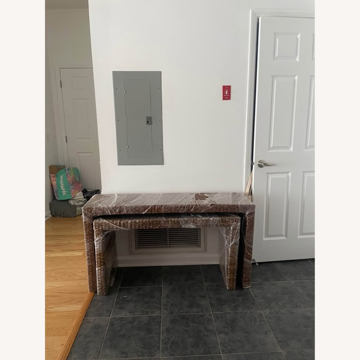 Nesting Woven Wicker Waterfall Console Tables (x2) - image-1