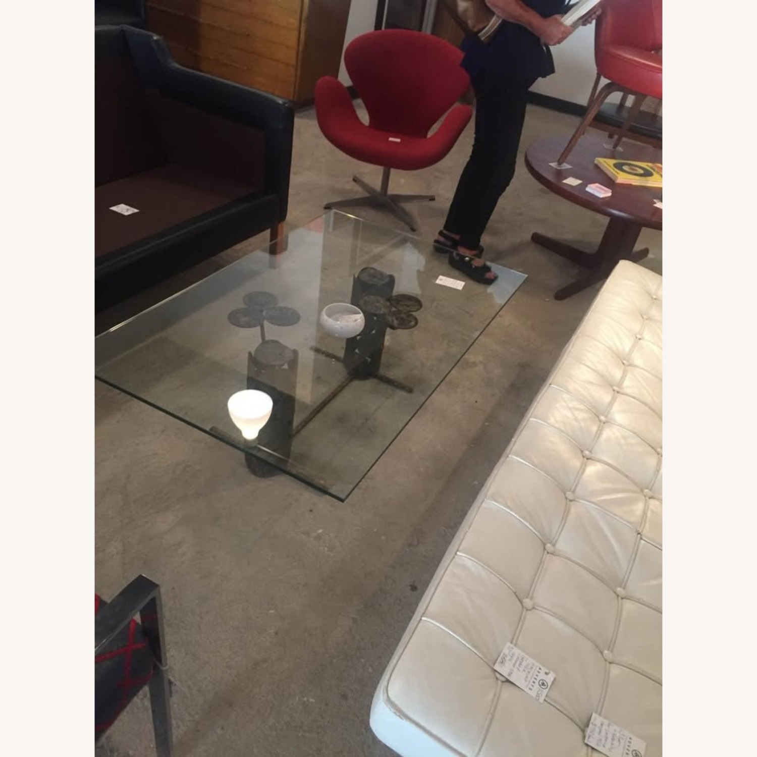 Midcentury Modern Glass and Metal Coffee Table - image-4