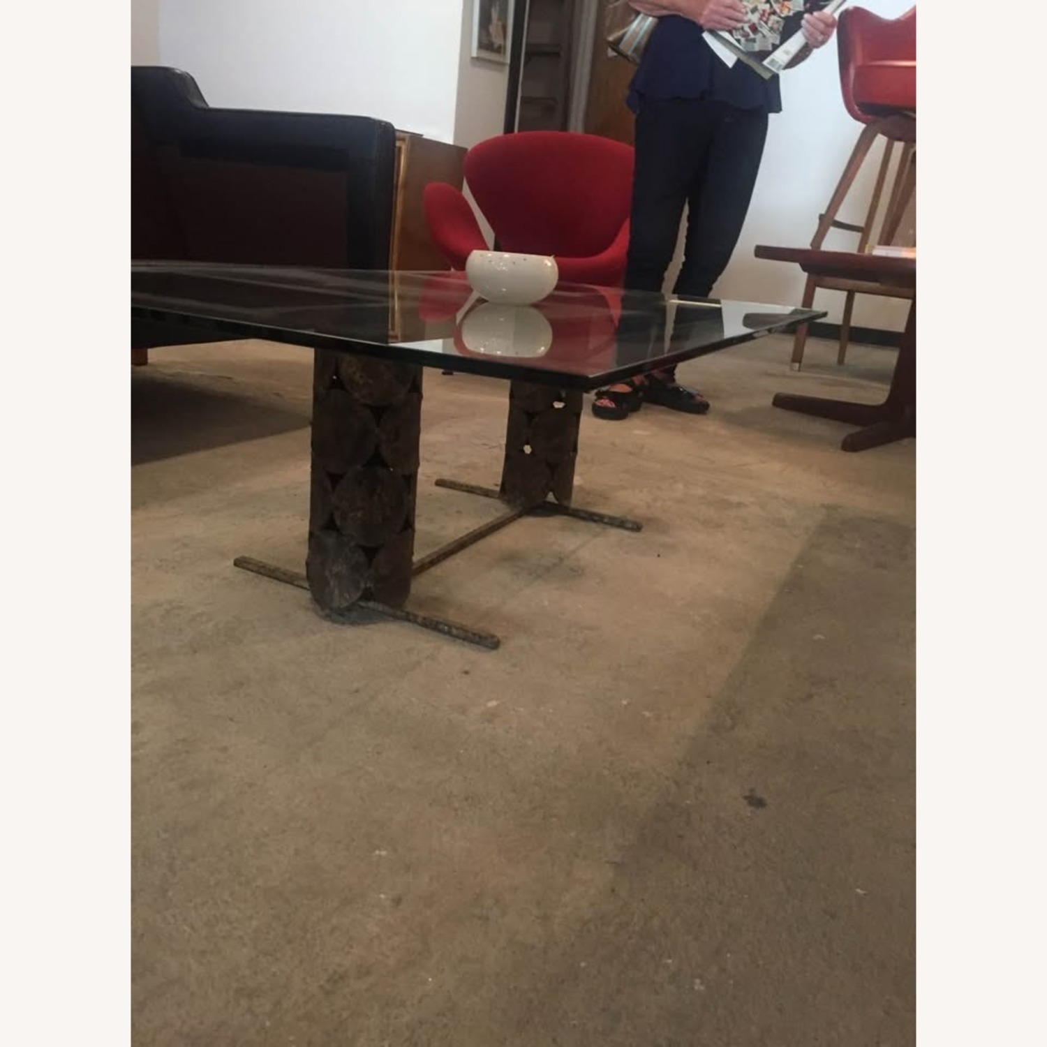 Midcentury Modern Glass and Metal Coffee Table - image-5