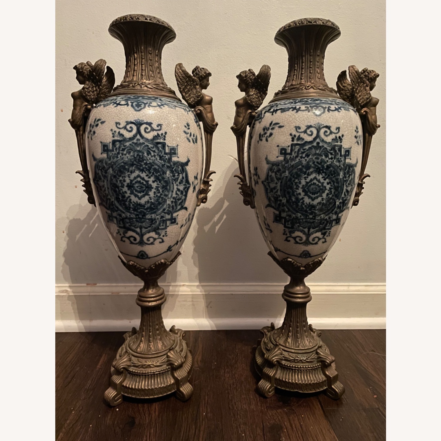 Pair of Blue and White Porcelain Vases - image-1