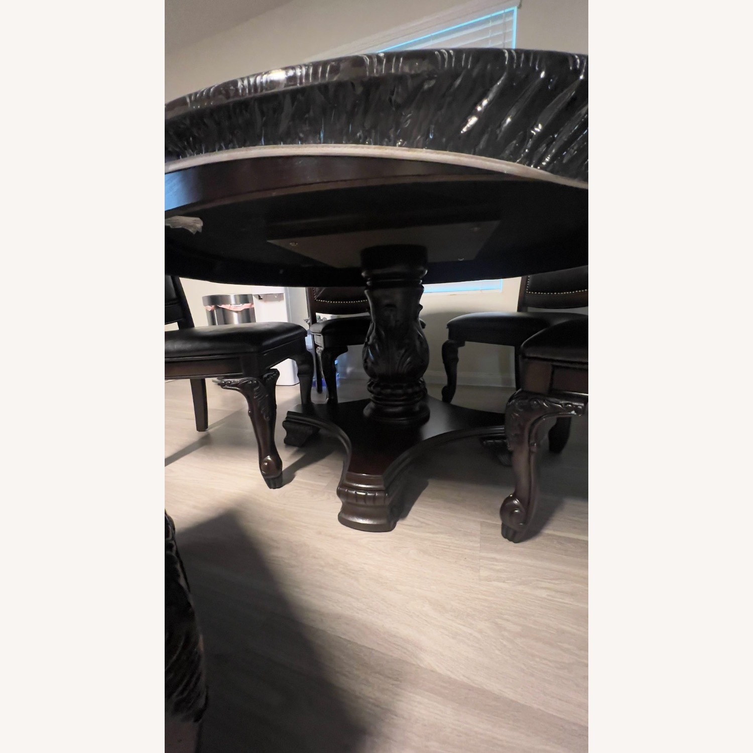 Dark Brown Wood Dining Set - image-2