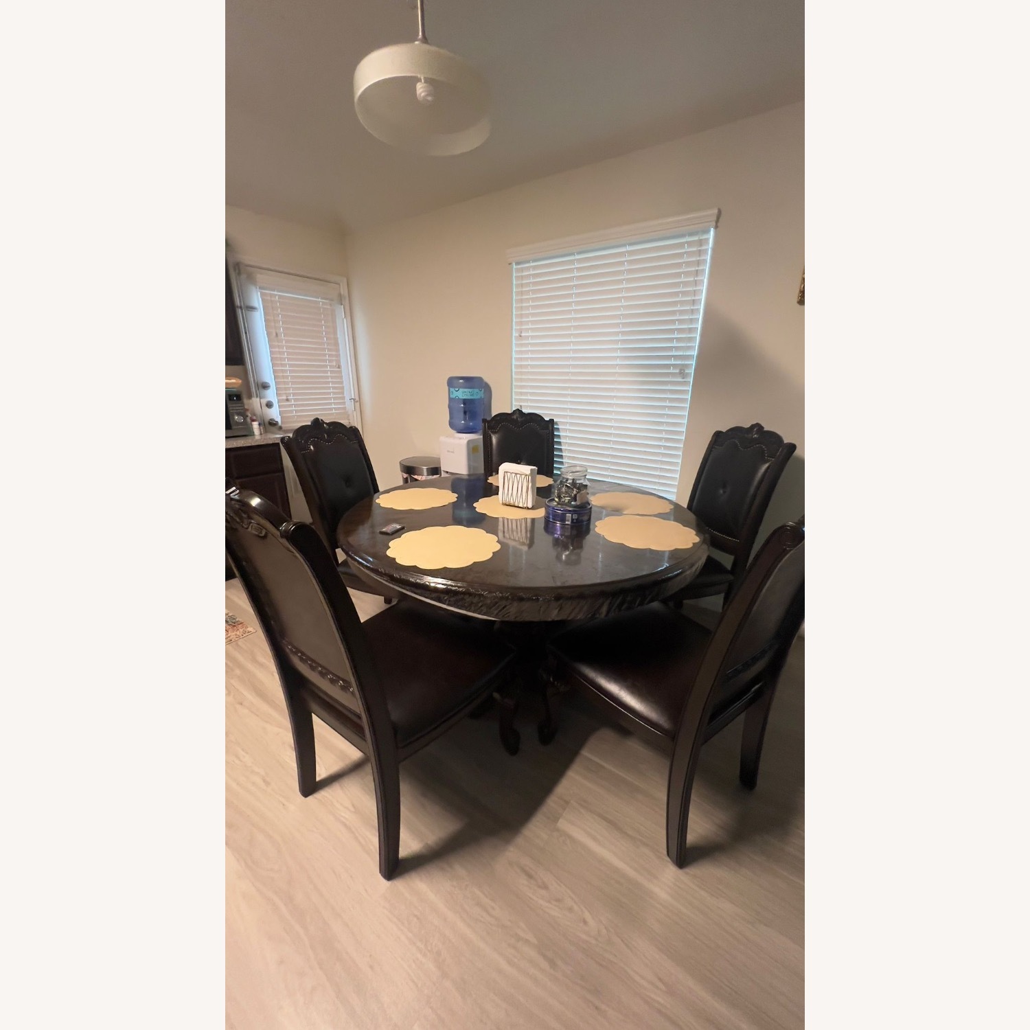 Dark Brown Wood Dining Set - image-3