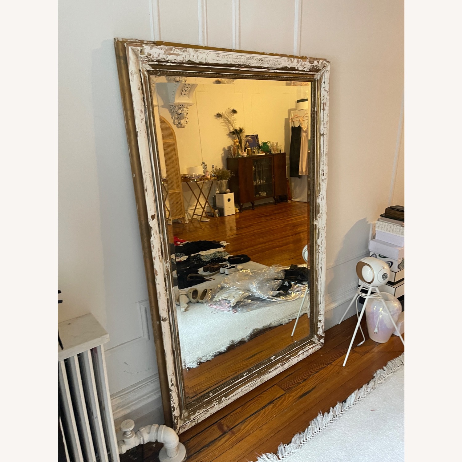 Shabby Chic White Wood Floor Mirror - image-4