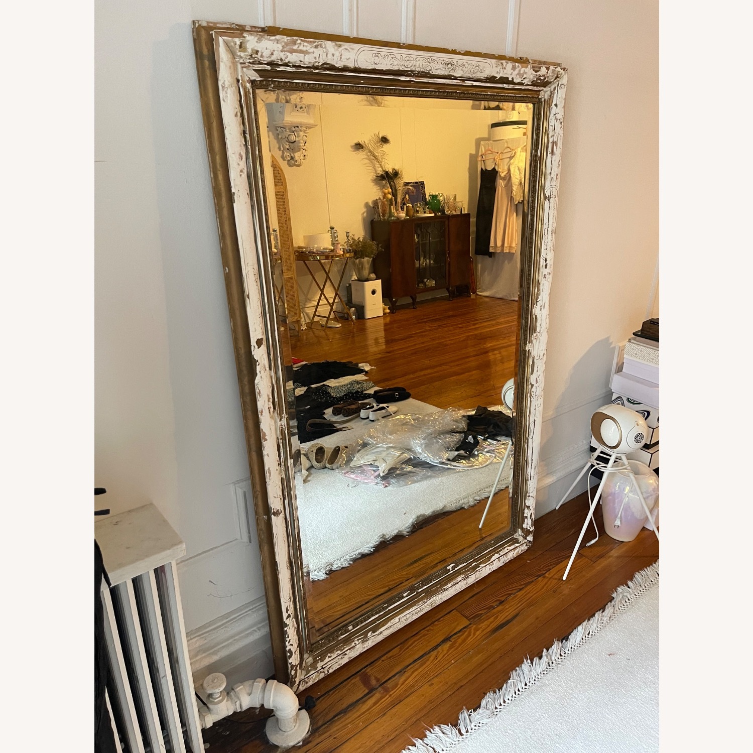 Shabby Chic White Wood Floor Mirror - image-2