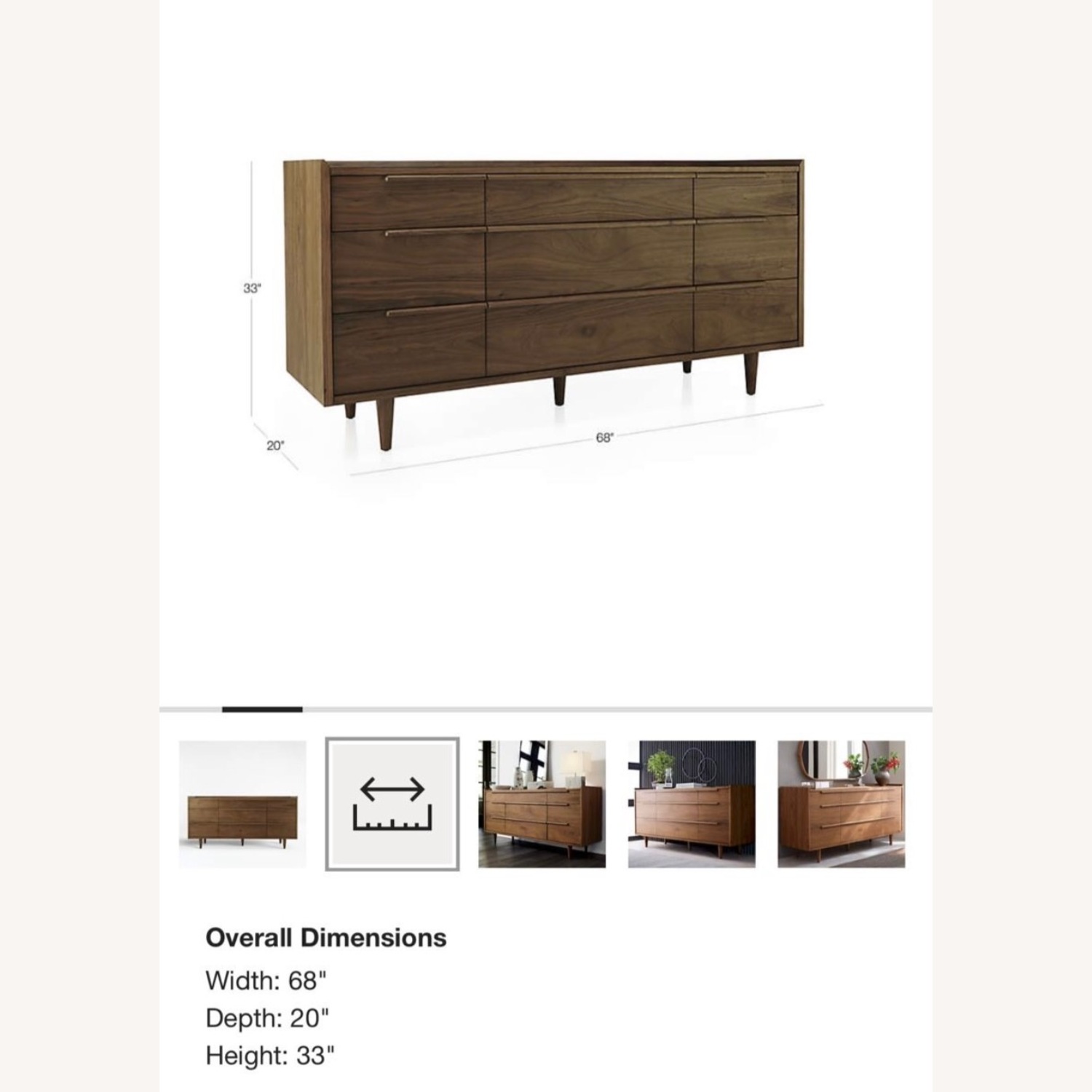 Crate & Barrel Tate 68" Walnut 9-Drawer Dresser - image-2
