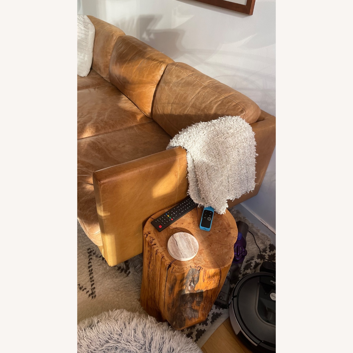 West Elm Natural Leather 3+ Seater Sofa - image-9