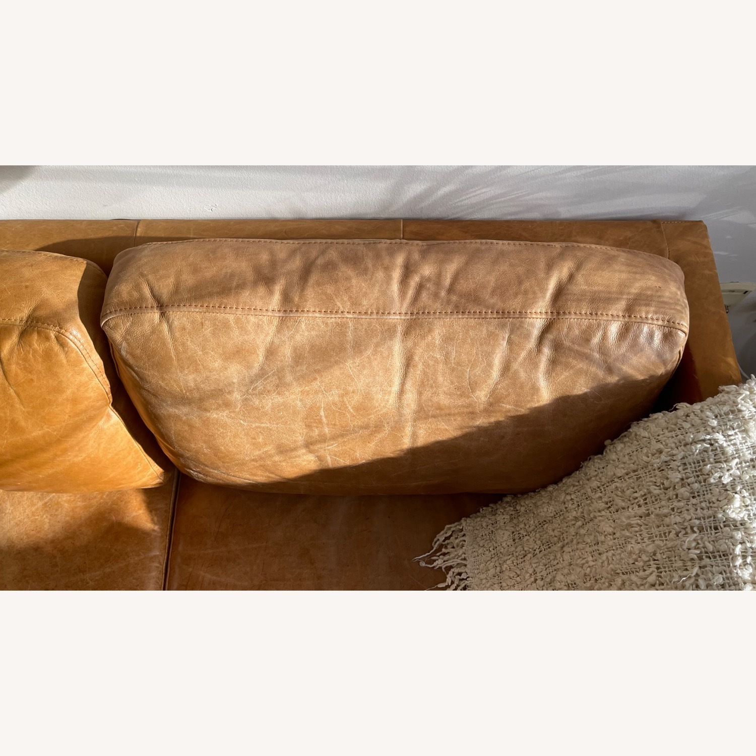 West Elm Natural Leather 3+ Seater Sofa - image-10