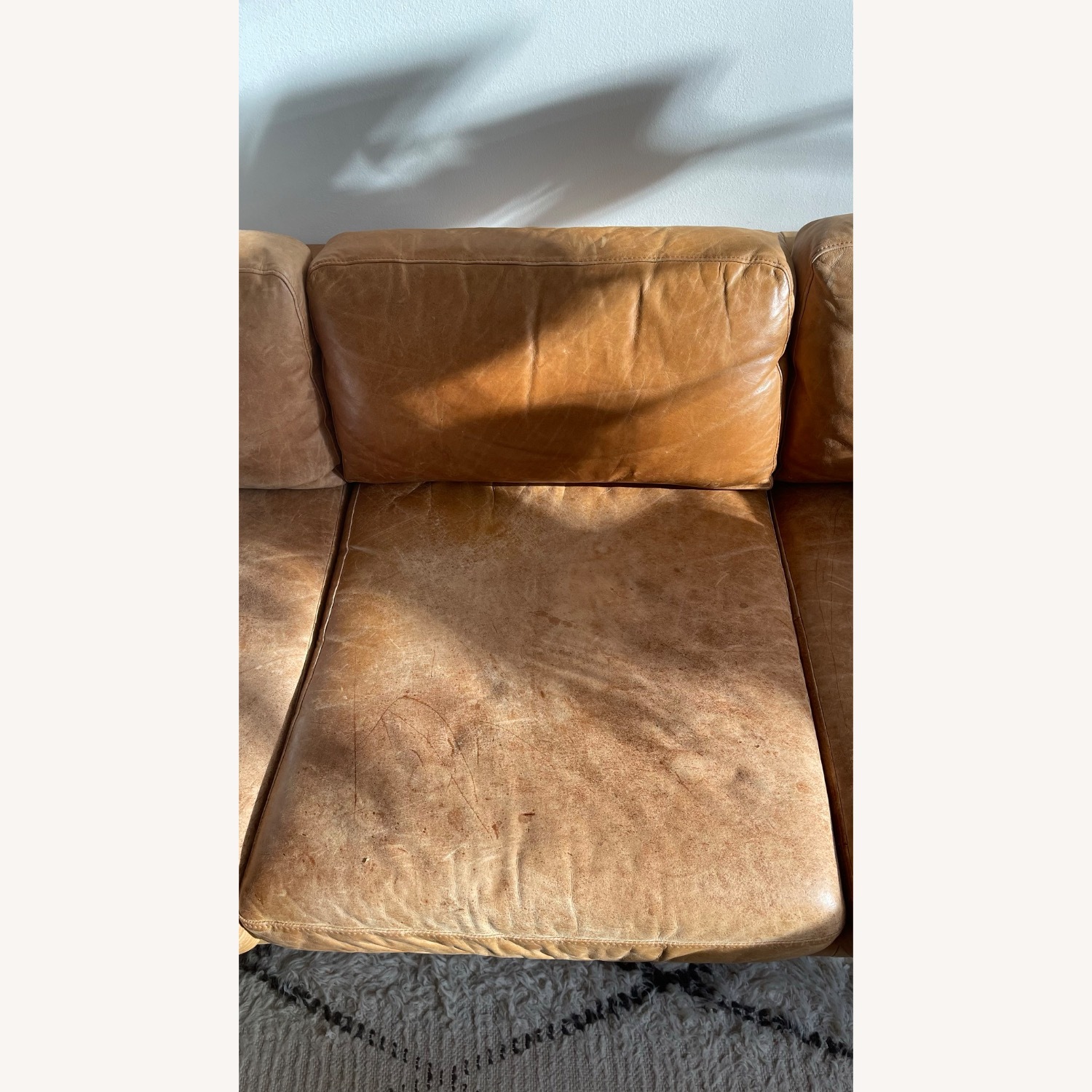 West Elm Natural Leather 3+ Seater Sofa - image-2