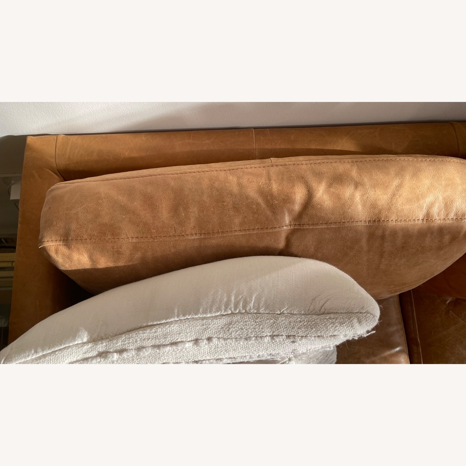 West Elm Natural Leather 3+ Seater Sofa - image-3
