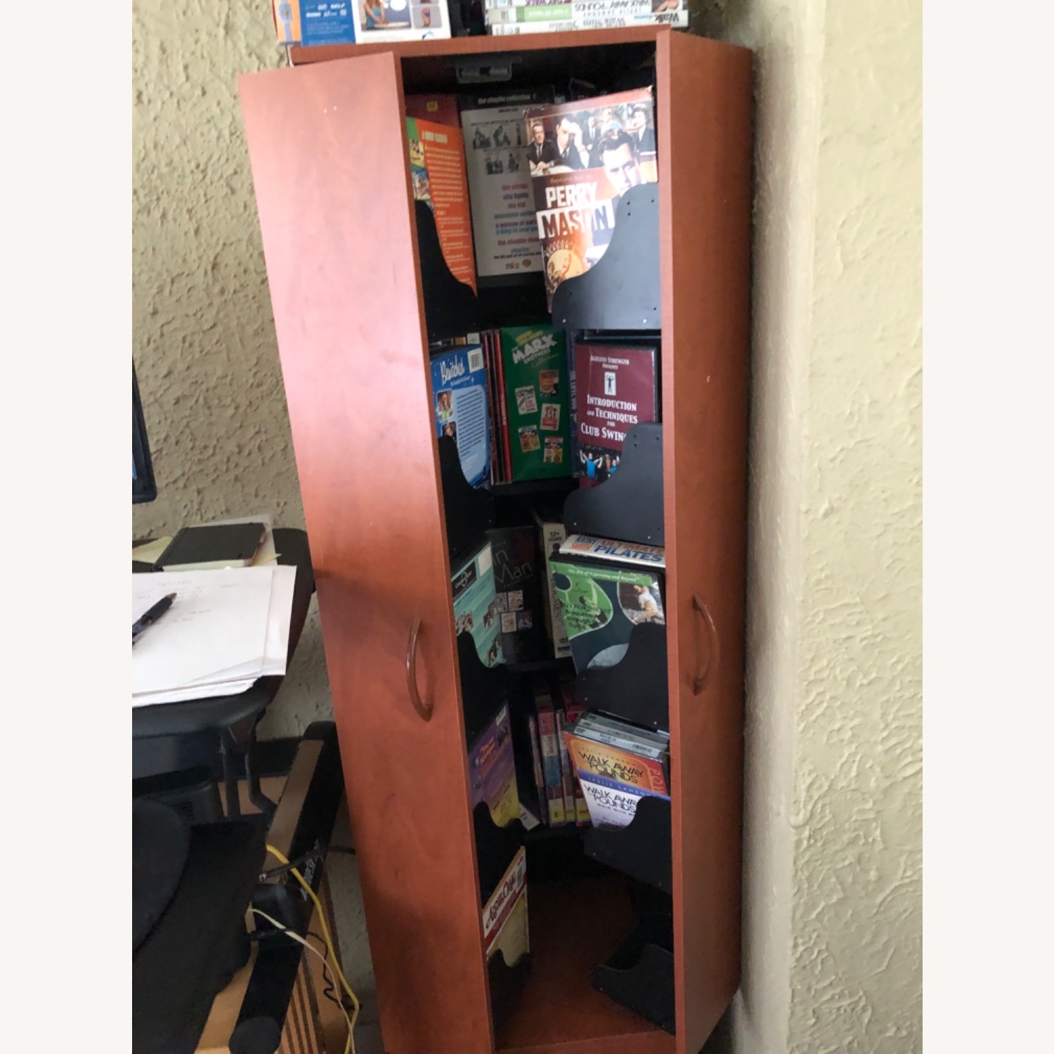 Light Brown Wood Veneer Media Storage - image-2