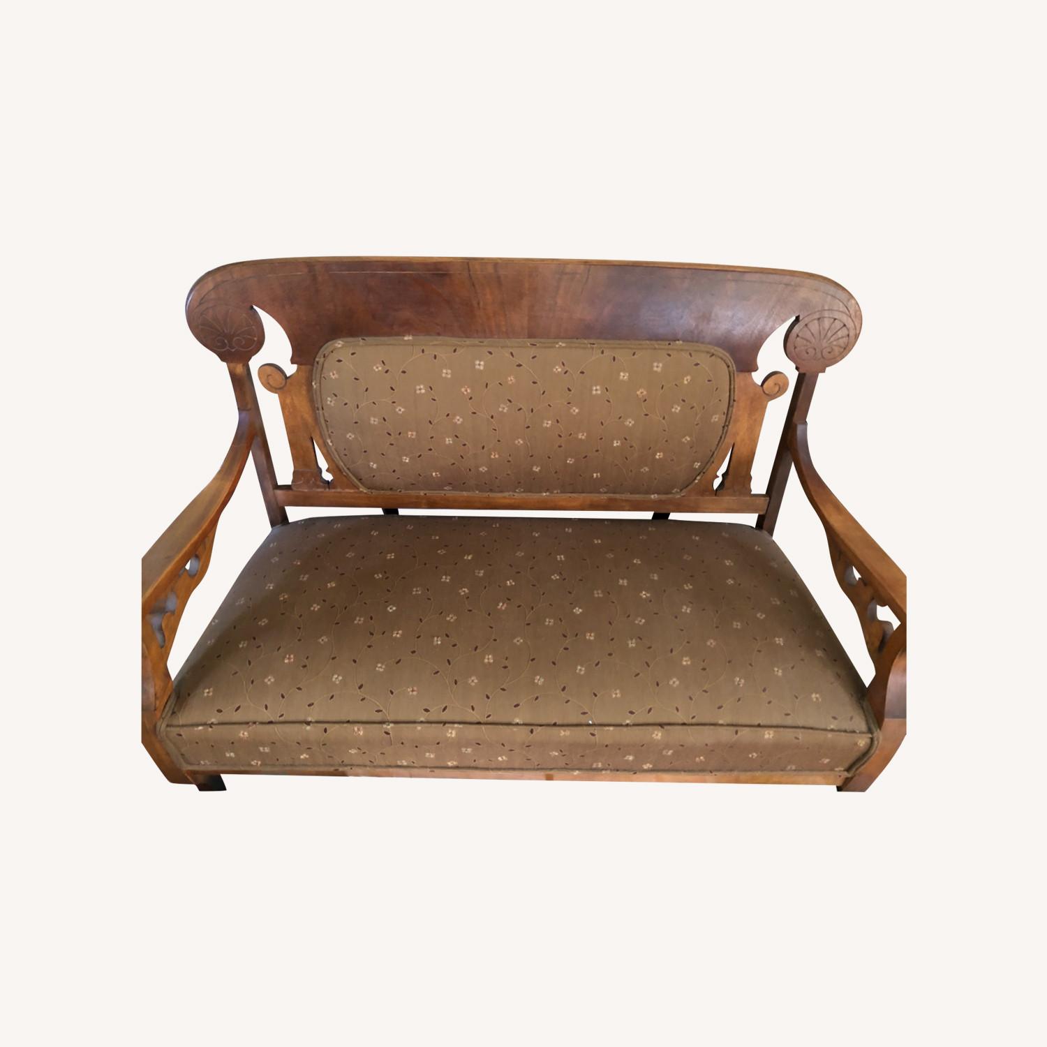 Vintage/Antique Finds Parlor Light Brown Wood Loveseat - image-0