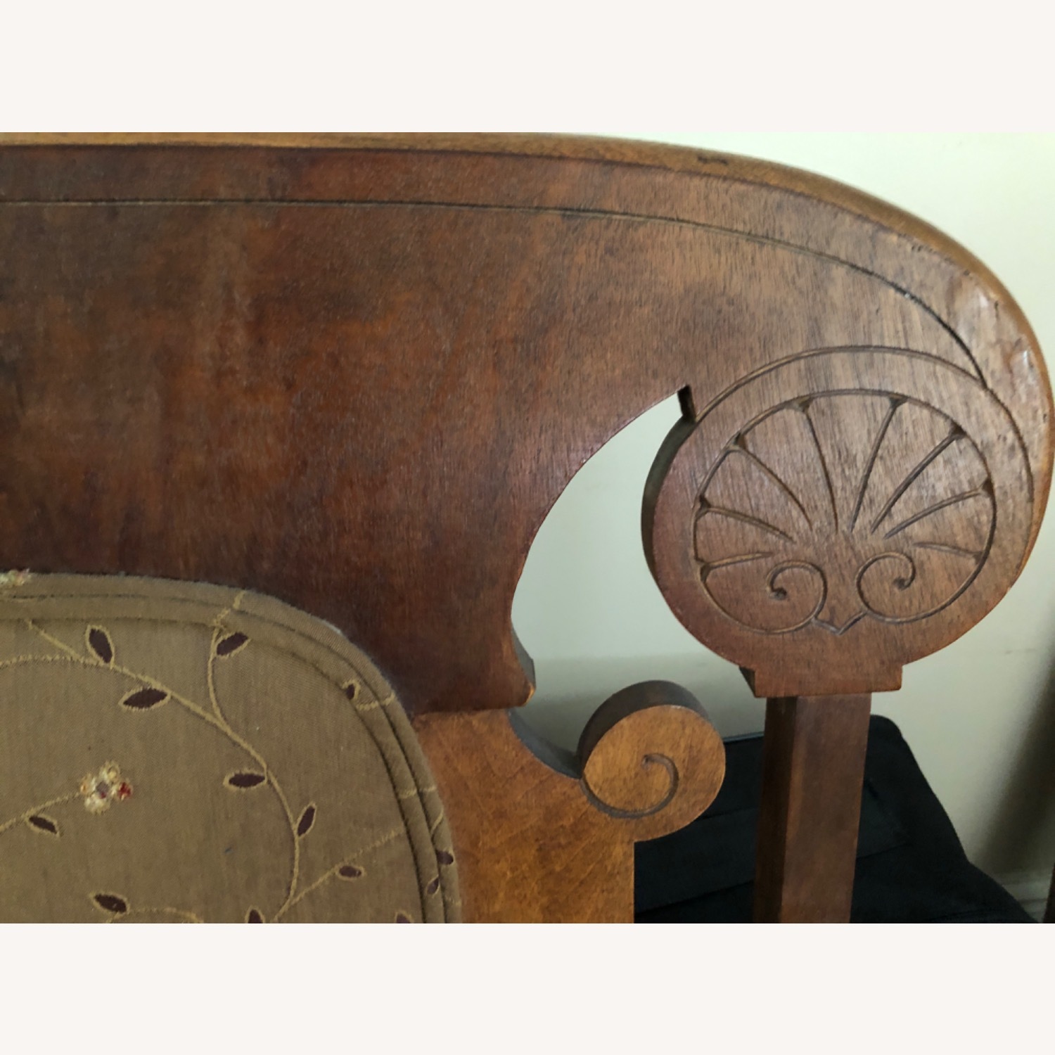 Vintage/Antique Finds Parlor Light Brown Wood Loveseat - image-6