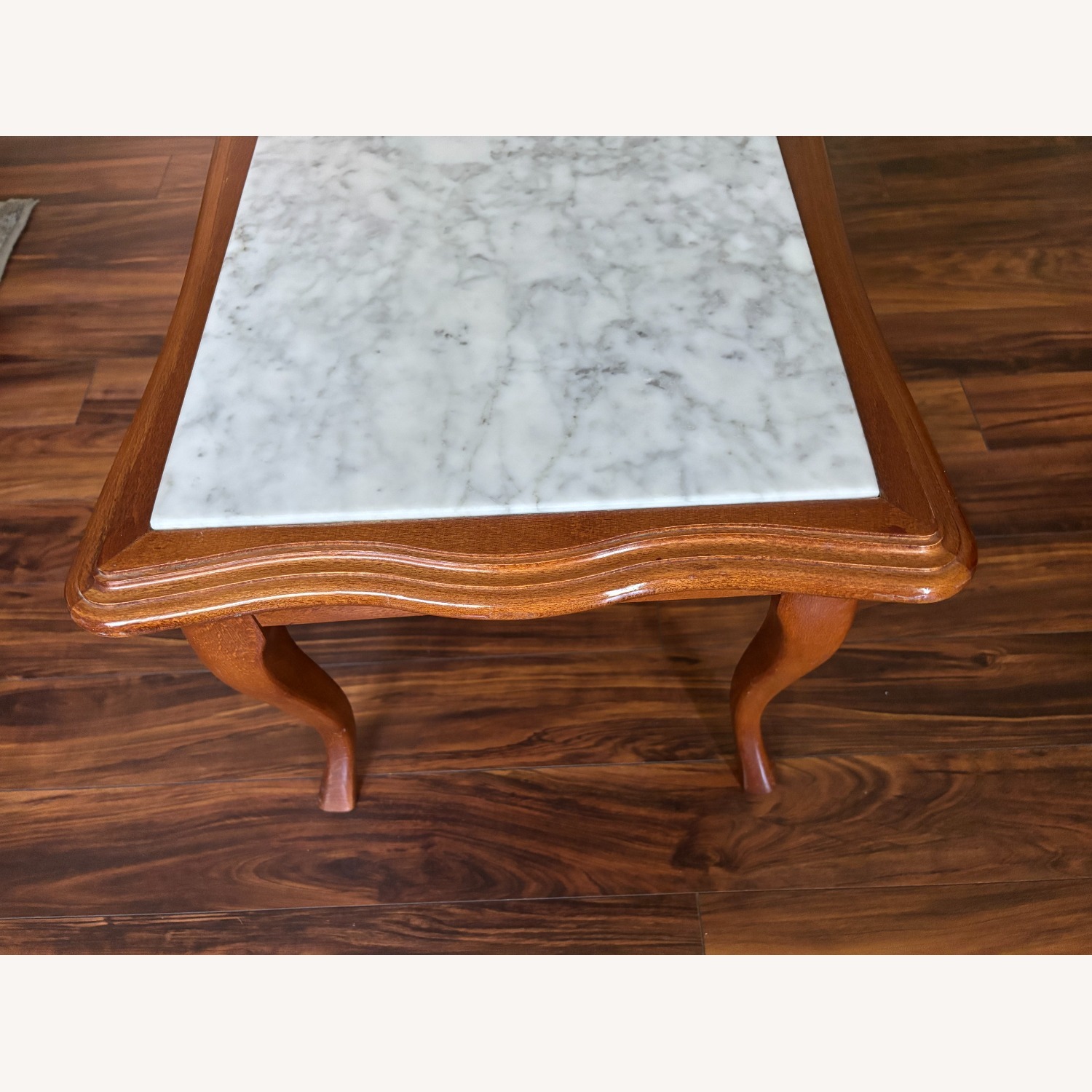 Cherry Wood Marble Top Coffee Table - image-2
